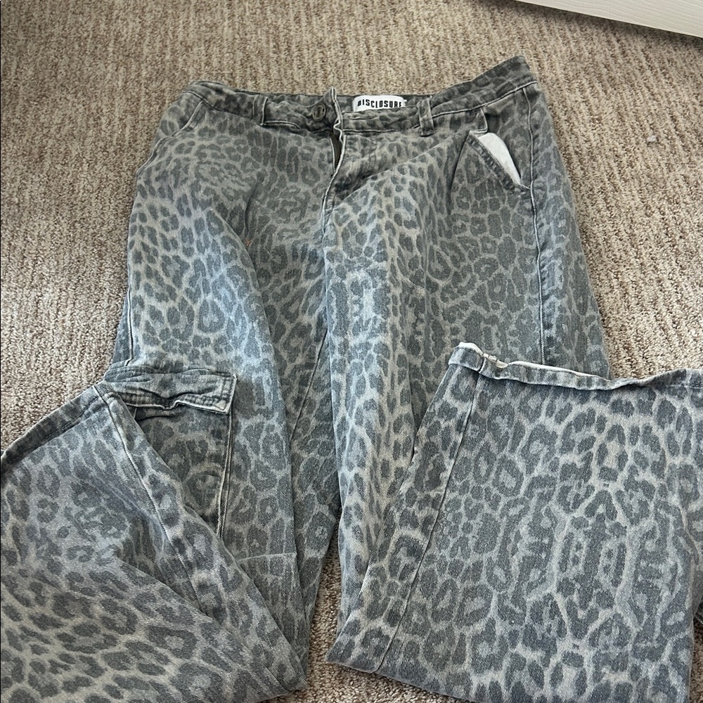 Jacquemus Gray Leopard Print Straight Leg Jeans